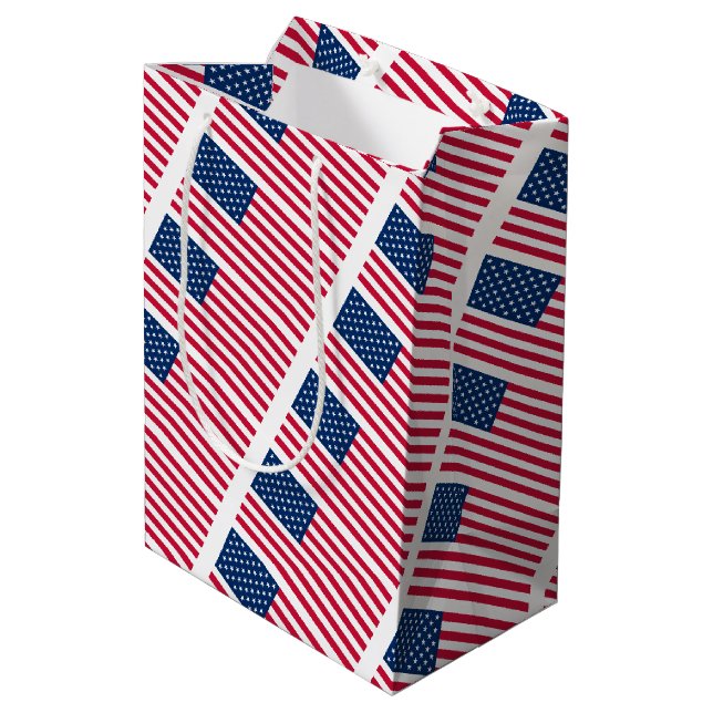 Patriotic American Flag Gift Bag USA (Back Angled)