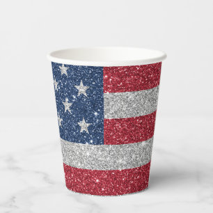 Patriotic American Flag Glitter Paper Cup