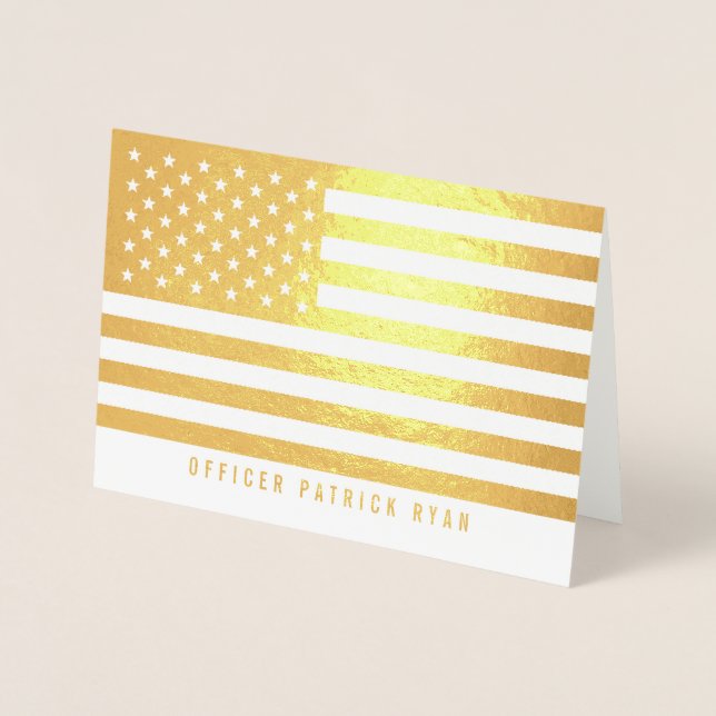 Patriotic American Flag Gold Foil Card (Front)