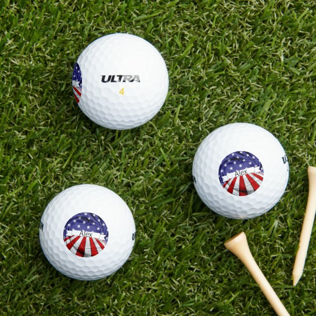 Patriotic American Flag Golf Balls (Insitu Grass)