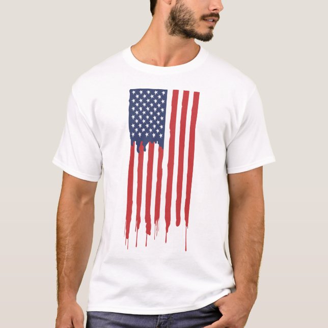 Patriotic American Flag Graffiti T-Shirt (Front)