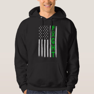 Patriotic American Flag Green Ribbon Mental Health Hoodie