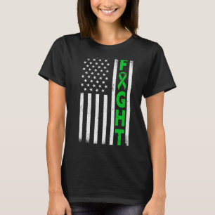 Patriotic American Flag Green Ribbon Mental Health T-Shirt