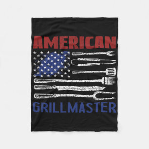 Patriotic American Flag Grill Byrbeque Master Fleece Blanket