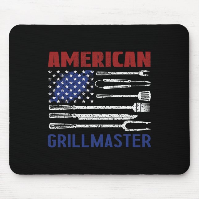 Patriotic American Flag Grill Byrbeque Master  Mouse Pad (Front)