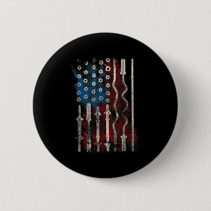 Patriotic American Flag Gym For Weight Lifters 6 Cm Round Badge
