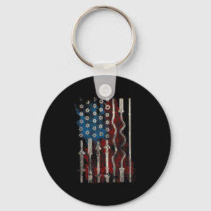 Patriotic American Flag Gym For Weight Lifters  Key Ring