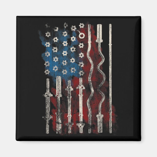 Patriotic American Flag Gym For Weight Lifters  Magnet (Front)