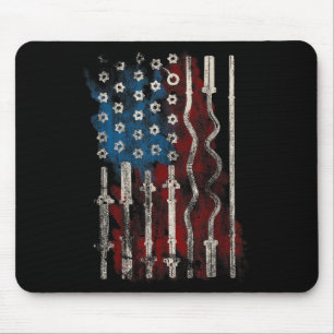 Patriotic American Flag Gym For Weight Lifters  Mouse Pad