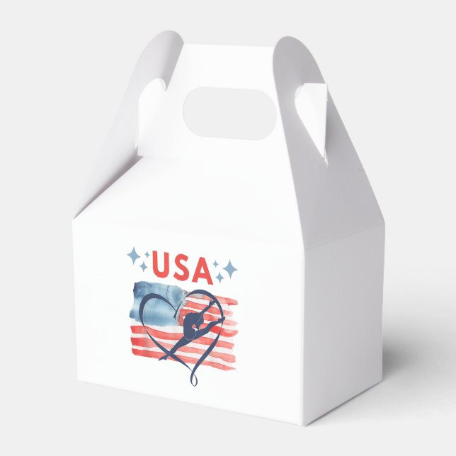 Patriotic American Flag Gymnastics Design for USA  Favour Box (Front Side)
