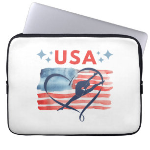 Patriotic American Flag Gymnastics Design for USA Laptop Sleeve