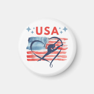 Patriotic American Flag Gymnastics Design for USA Magnet