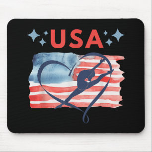 Patriotic American Flag Gymnastics Design for USA Mouse Pad