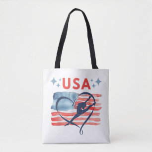 Patriotic American Flag Gymnastics Design for USA  Tote Bag