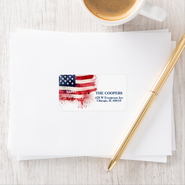 Patriotic American Flag Happy 4th of July Custom Label (Insitu)