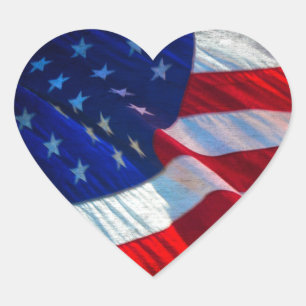 Patriotic American Flag Heart Heart Sticker