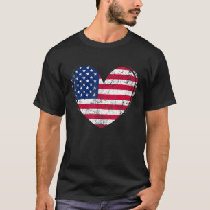 Patriotic American Flag Heart Independence Day 4th T-Shirt