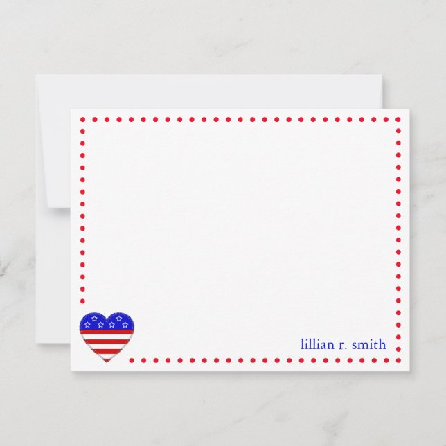 Patriotic American Flag Heart Personalised Card (Front)