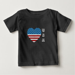 Patriotic American Flag Heart Stars Stripes USA Baby T-Shirt