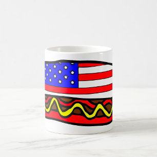Patriotic American Flag Hot Dog Coffee Mug
