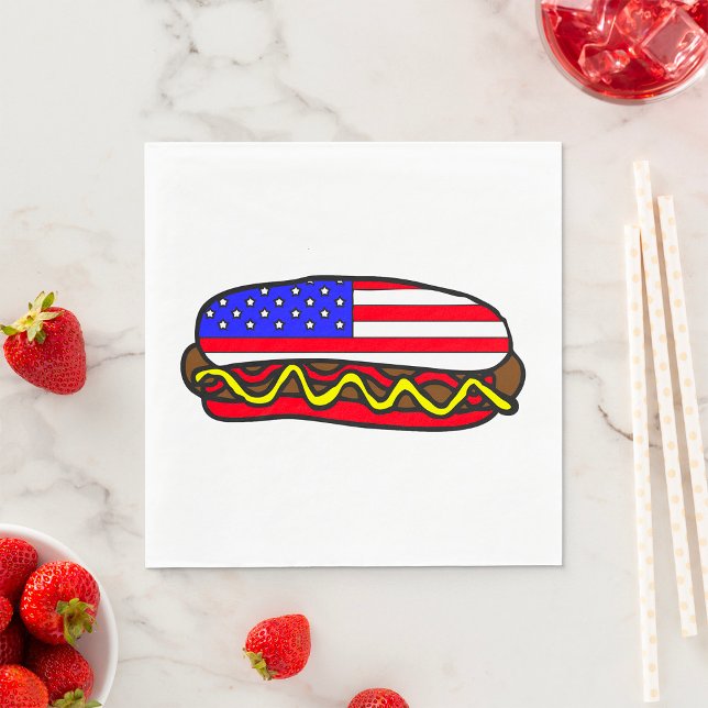 Patriotic American Flag Hot Dog  Napkin (Creator Uploaded)