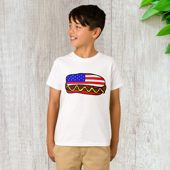 Patriotic American Flag Hot Dog  T-Shirt (Creator Uploaded)