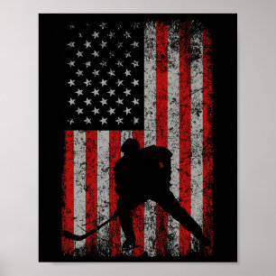 Patriotic American Flag Ice Hockey Gift Hockey Pla Poster