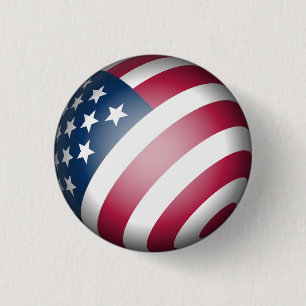 Patriotic American Flag in 3D Globe Design 3 Cm Round Badge