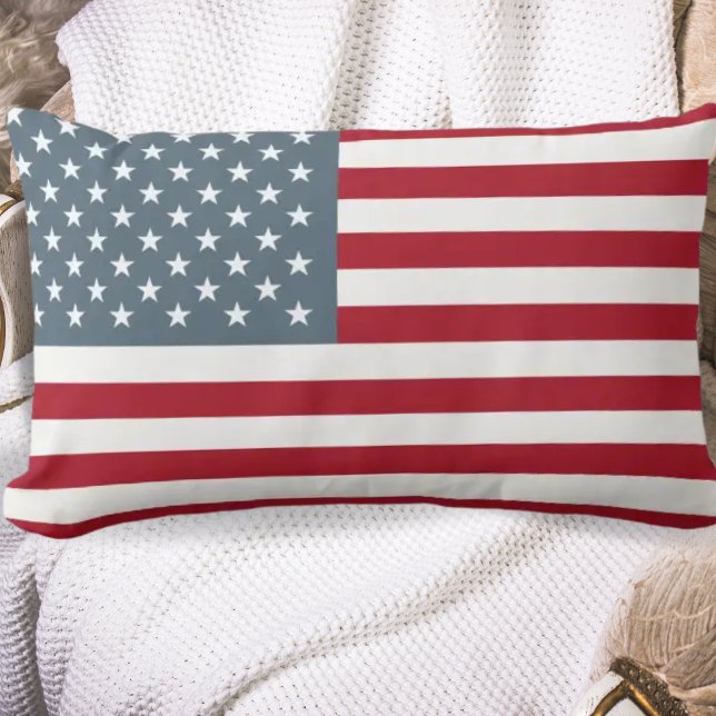 Patriotic American Flag in Red White and Blue Lumbar Cushion (Creator Uploaded)