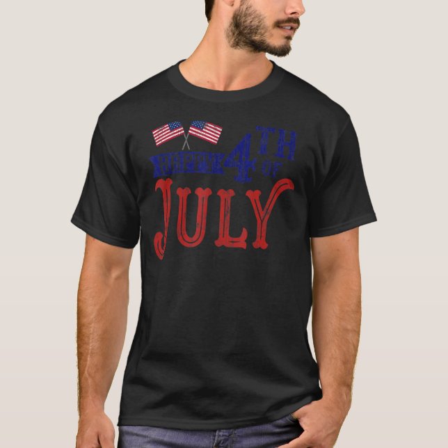 Patriotic American Flag Independence Day Happy 4th T-Shirt (Front)