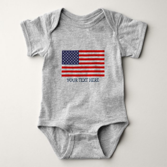 Patriotic American flag jersey baby bodysuit (Front)