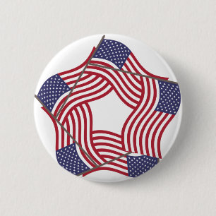 Patriotic American Flag July 4th Independence Day 6 Cm Round Badge
