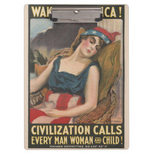 Patriotic American Flag Lady Vintage History Clipboard