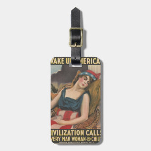 Patriotic American Flag Lady Vintage History Luggage Tag