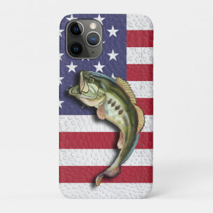 Patriotic American Flag Largemouth Bass Fishing Case-Mate iPhone Case
