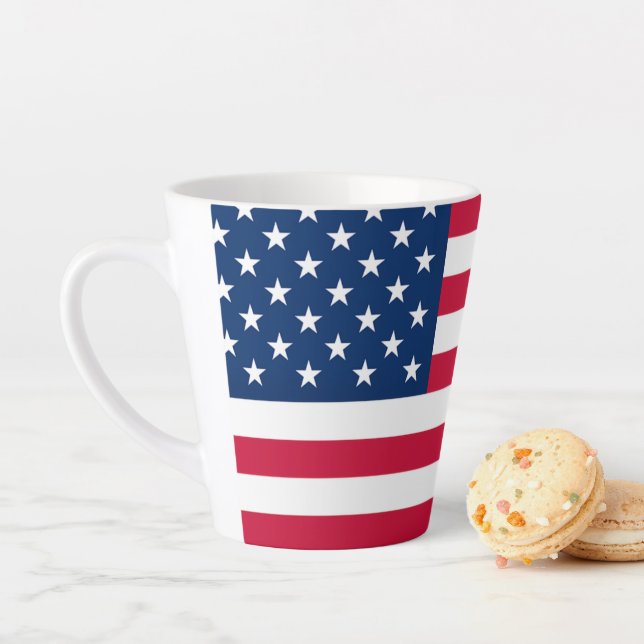 Patriotic American Flag Latte Mug Gift (In Situ)