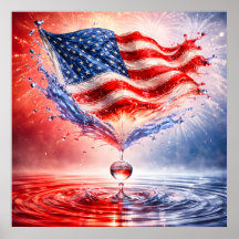 Patriotic American Flag Liquid Splash