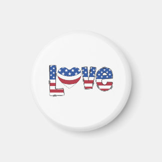 Patriotic American Flag LOVE Typography Magnet