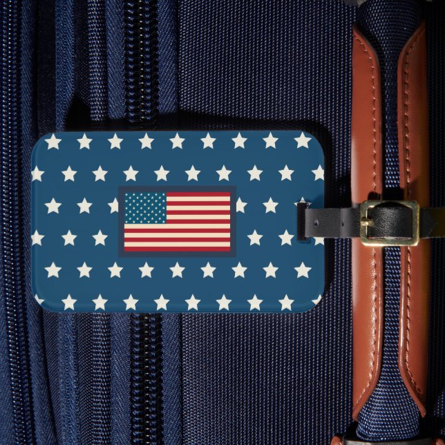 Patriotic American Flag Luggage Tag (Front Insitu 4)