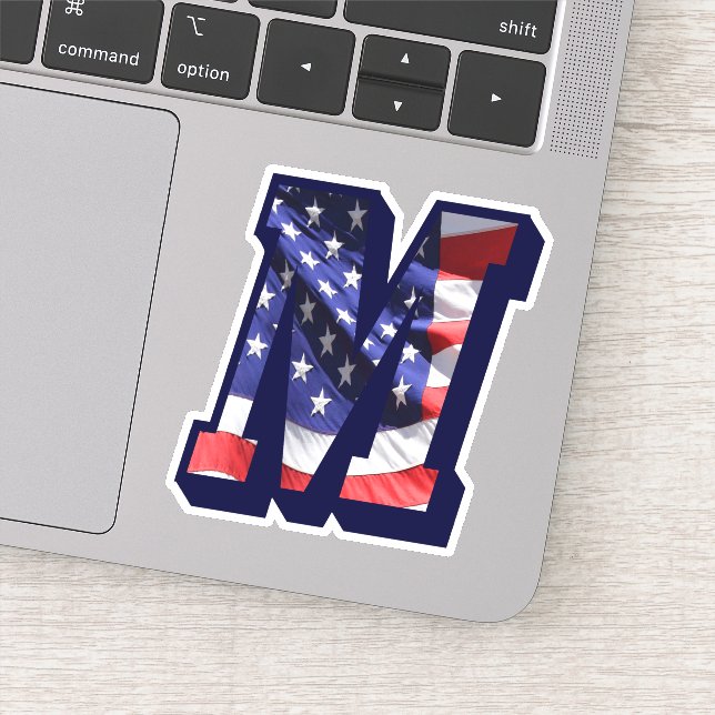 Patriotic American Flag M Monogram Vinyl (Detail)