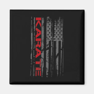 Patriotic American Flag Martial Arts Karate Women  Magnet