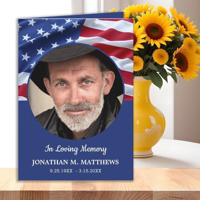 Patriotic American Flag Memorial Veteran Funeral  Programme (Creator Uploaded)