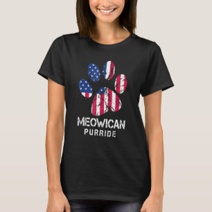Patriotic American Flag Meowican Purride Cat Paw 4 T-Shirt