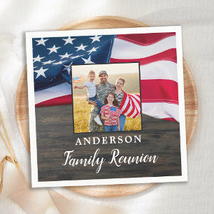Patriotic American Flag Military Family Reunion Napkin