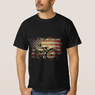 Patriotic American Flag Motorcycle Biker T-Shirt