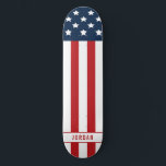 Patriotic American Flag Name Skateboard<br><div class="desc">This patriotic American flag skateboard features the stars and stripes with your name at the bottom.</div>