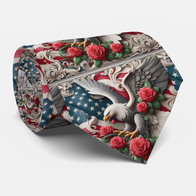 Patriotic American Flag Neck Tie (Rolled)