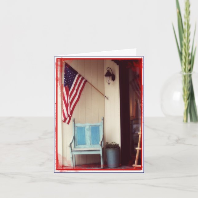 Patriotic American Flag Note Card (Front)
