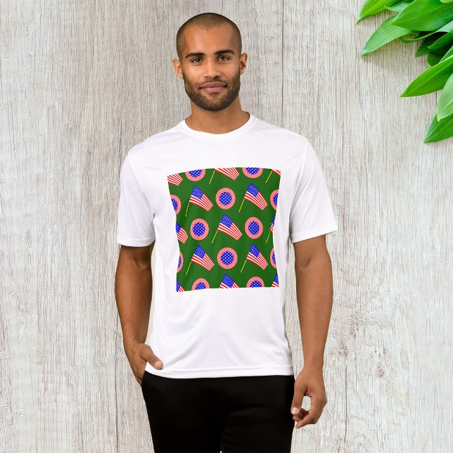 Patriotic American Flag Pattern on Green  T-Shirt (Creator Uploaded)
