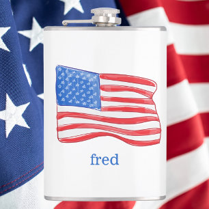 Patriotic American Flag Personalised Hip Flask